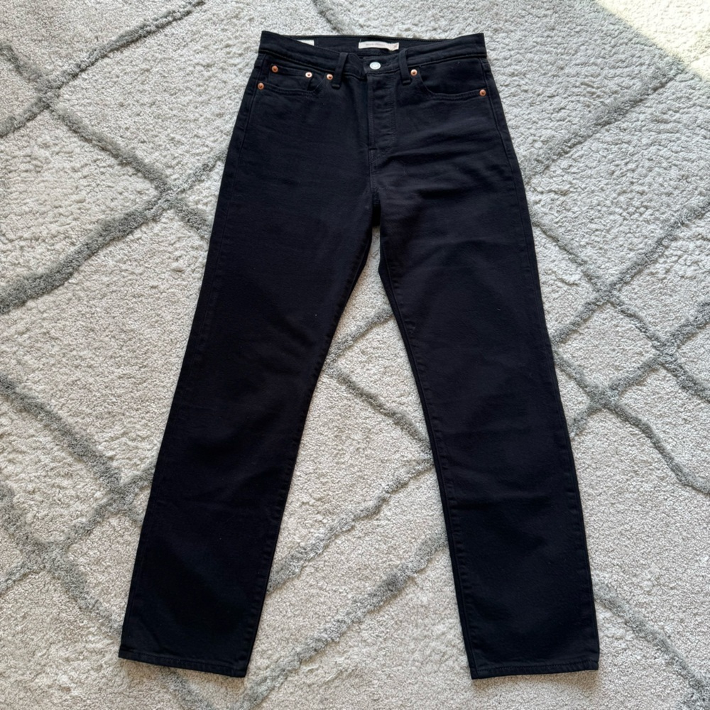 Levi’s jeans premium wedgie straight black high rise button fly 26